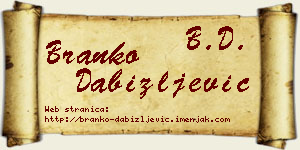 Branko Dabižljević vizit kartica
